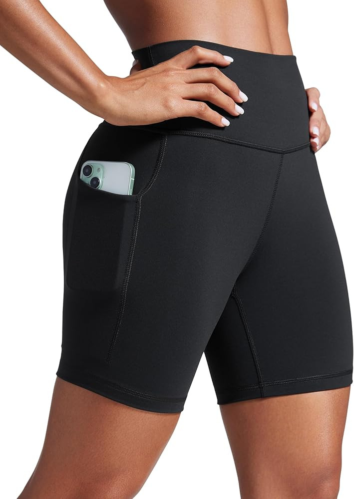 CRZ YOGA Butterbreeze Athletic Biker Shorts Pockets 6'' - High Waist Workout Gym Volleyball Runni... | Amazon (US)