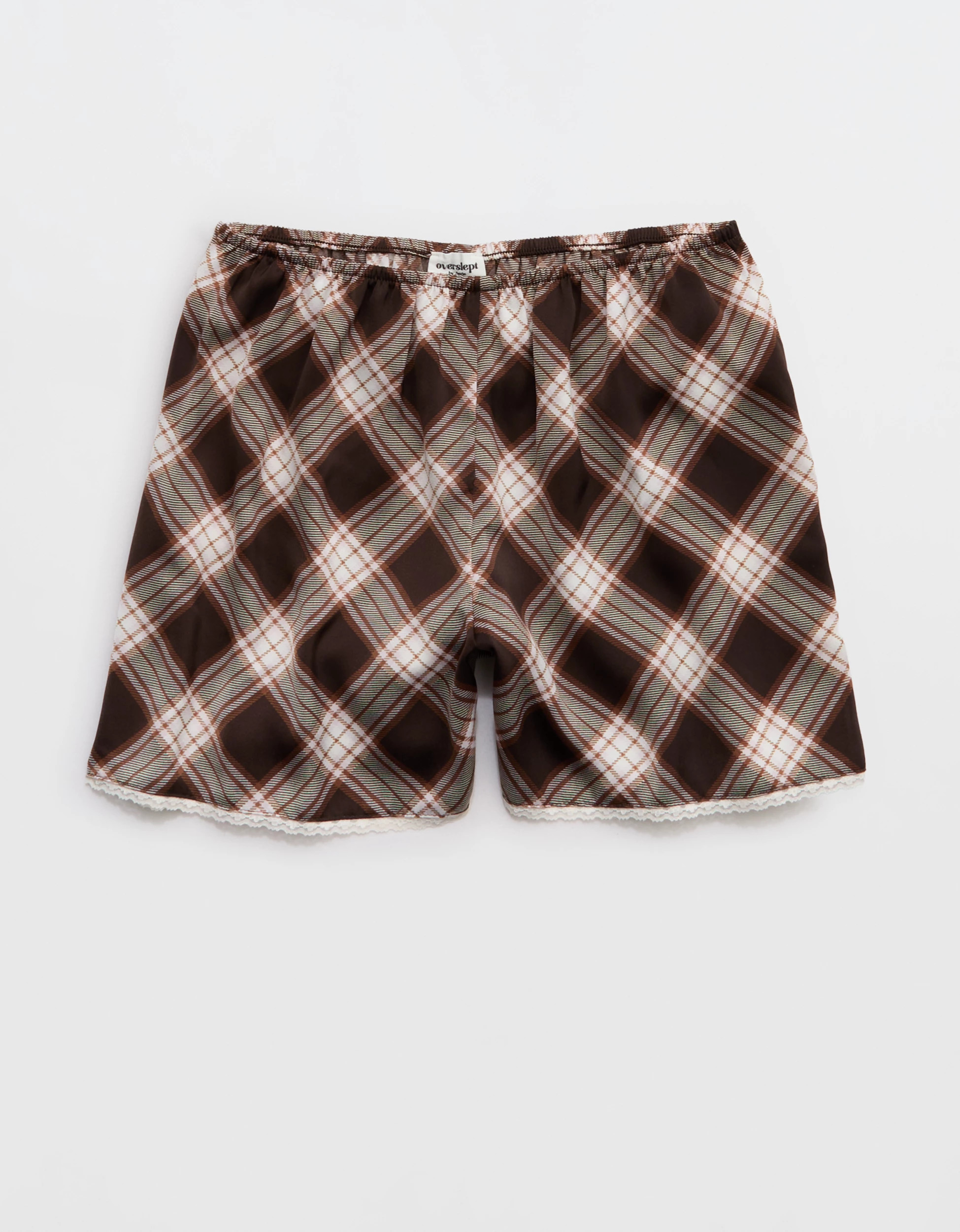 OVERSLEPT by Aerie Liquid Satin Lace Trim Short | American Eagle Outfitters (US & CA)
