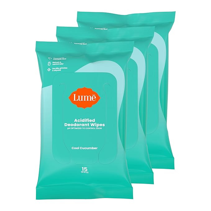 Lume Acidified Deodorant Wipes - 24 Hour Odor Control - Aluminum Free, Baking Soda Free, Skin Saf... | Amazon (US)