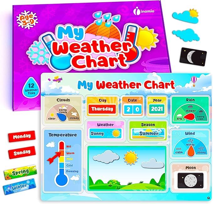 Magnetic Weather Chart for Kids – Kindergarten Calendar and Weather Chart – Great Learning Ed... | Amazon (US)