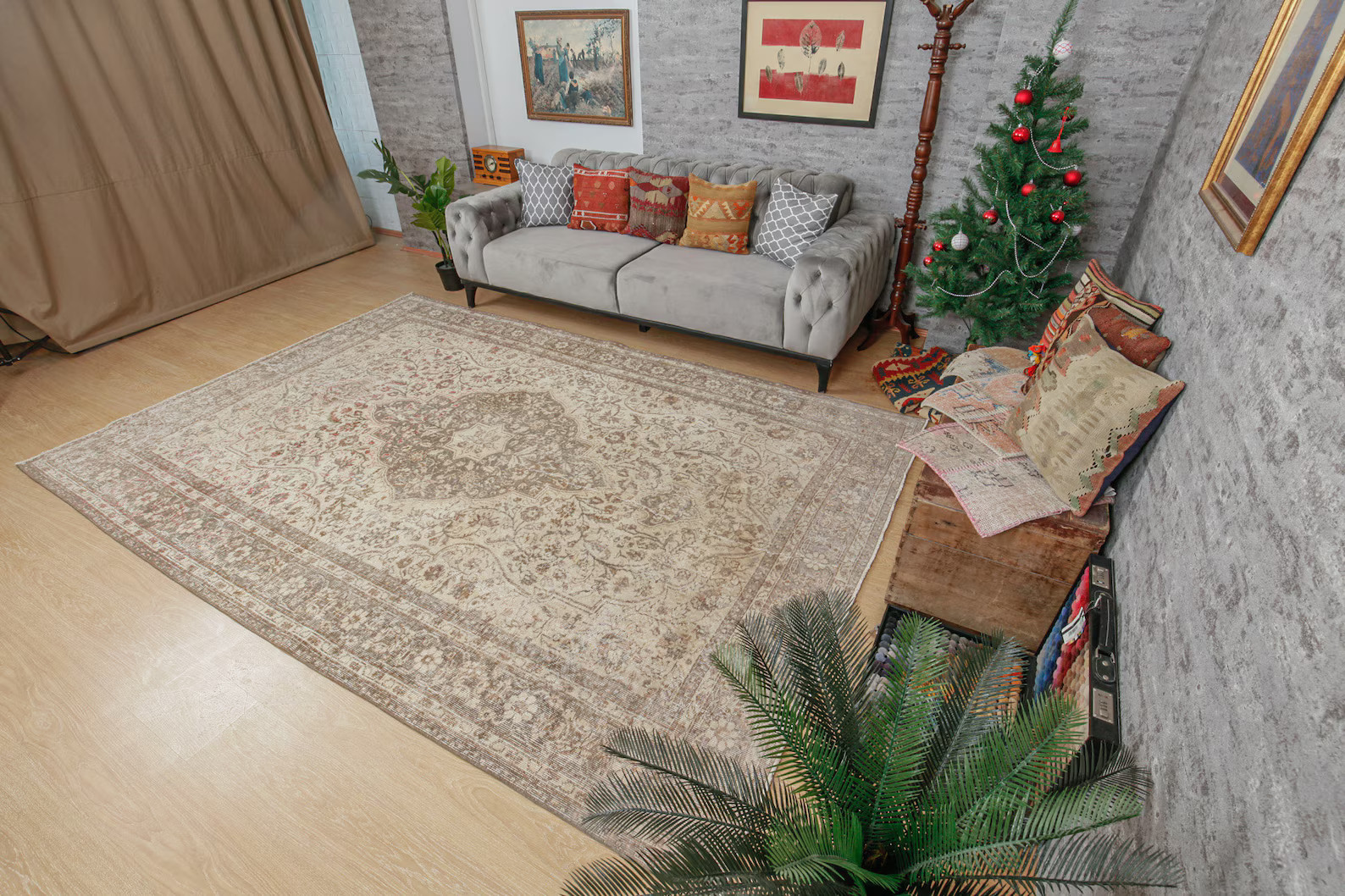 7x10 Floral Area Rug ,beige Bedroom Rug , 7' X 10'5" Turkish Floral Living Room Rug 2103101878 - ... | Etsy (US)