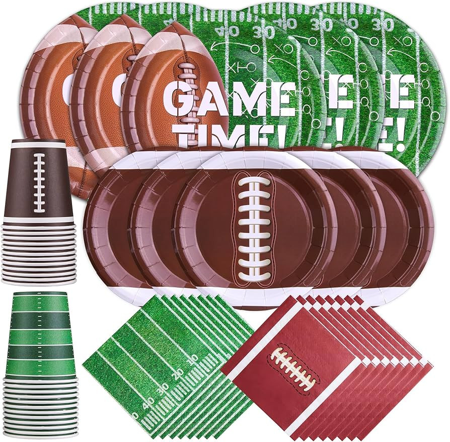 Football Party Decorations Set Serve 24, Football Party Supplies Kit Includes Dinner Plates, Dess... | Amazon (US)