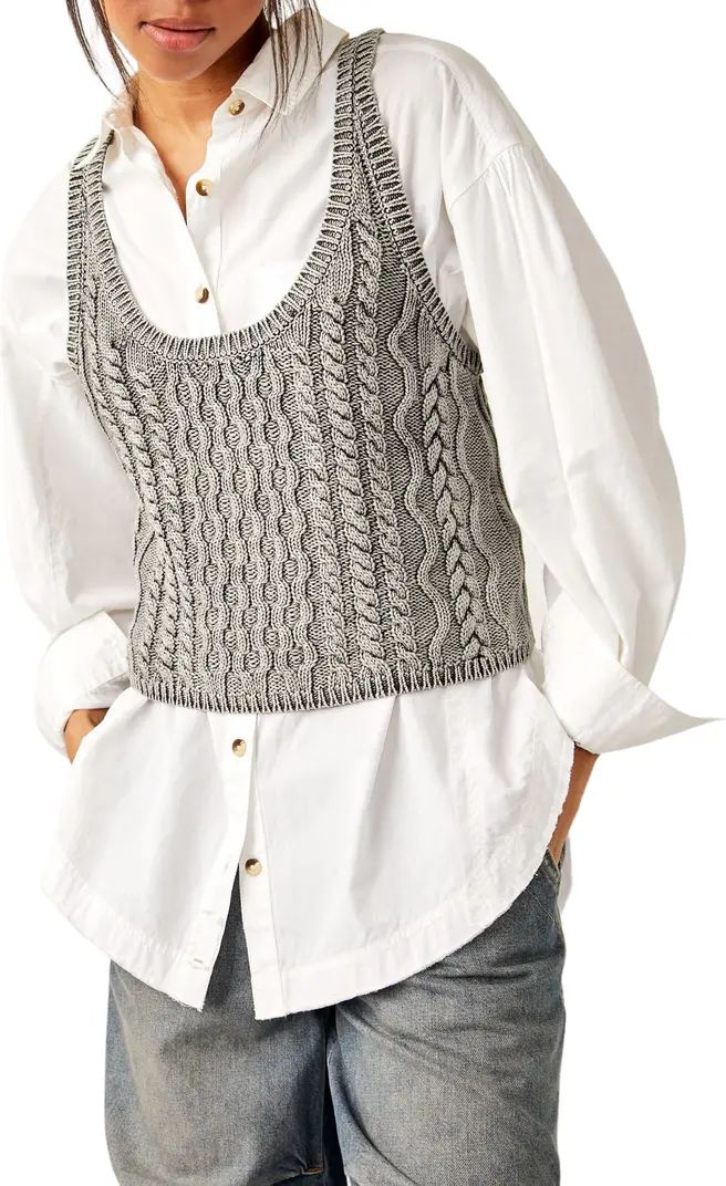 High Tide Cable Stitch Cotton Sweater Tank | Nordstrom