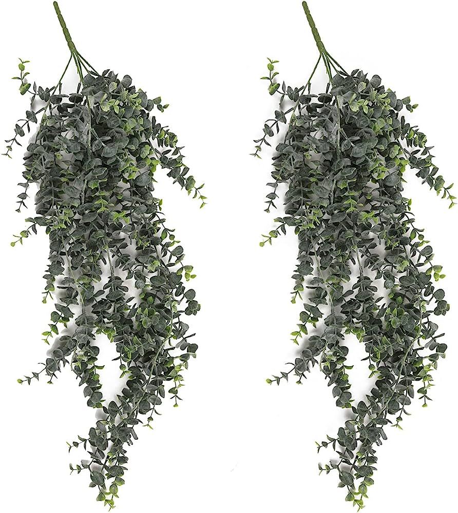 Season’s Need Pack of 2 Artificial Eucalyptus Hanging Plants, Faux Eucalyptus Wall Décor, Fake... | Amazon (US)