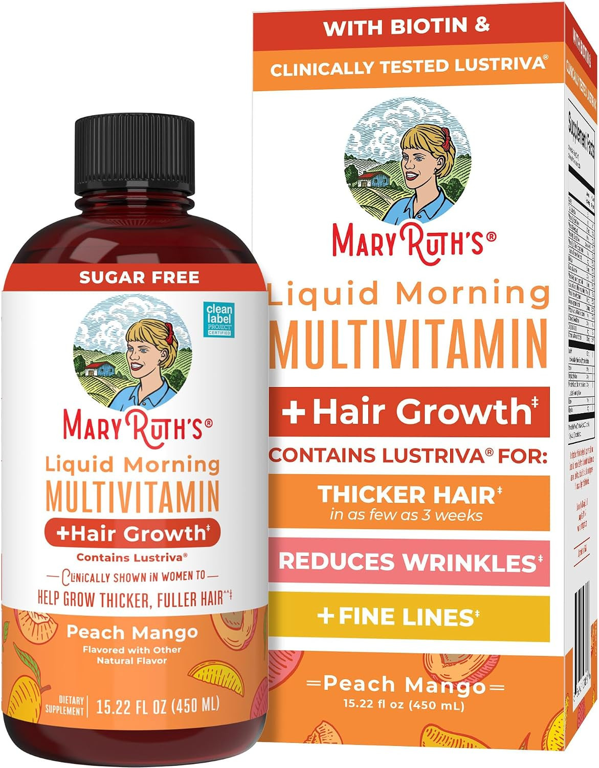 MaryRuth's Multivitamin Multimineral Supplement for Women + Hair Growth Vitamins | with Lustriva & Chromium Picolinate 1000mcg | Thicker Hair, Wrinkles, Fine Lines, Skin Care | Ages 18+ | 15.22 Fl Oz | Amazon (US)