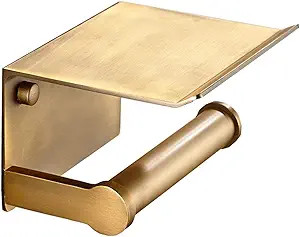 Toilet Paper Holder Antique Brass Toilet Paper Hanger with Mobile Phone Storage Shelf -Wall Mount... | Amazon (US)