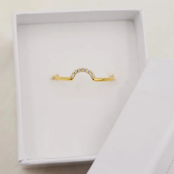 Arch Ring, Thin Gold Ring, Dainty Stacking Ring | Etsy (US)