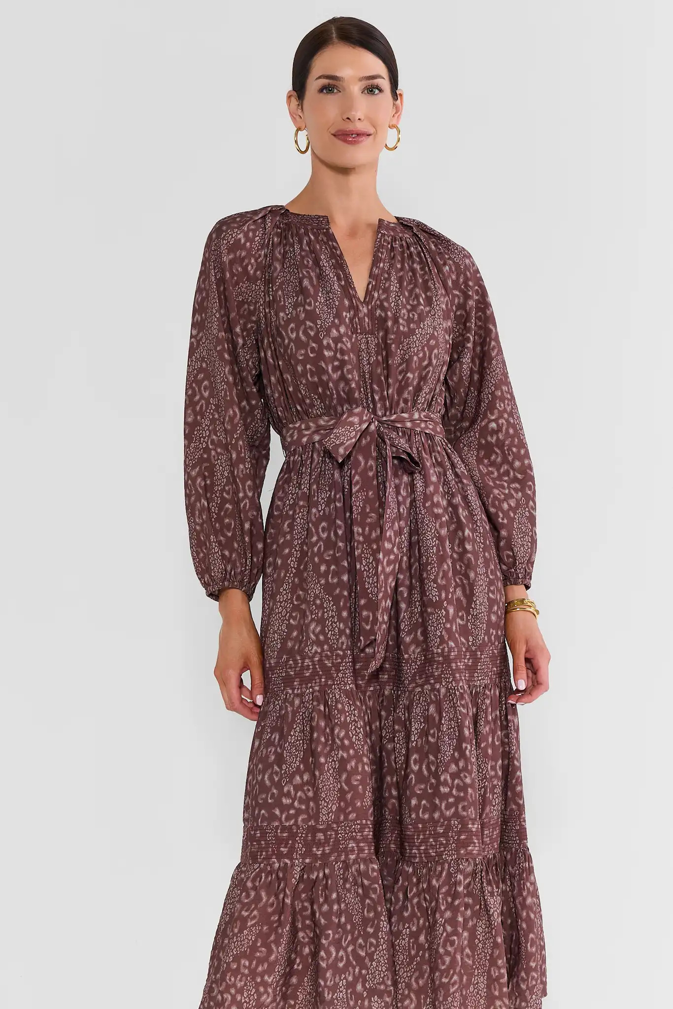 Brown Multi Leopard Midi Dress | Avara