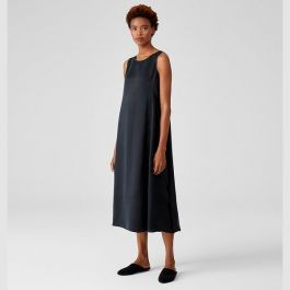 Sandwashed Cupro 
Shaped Dress | Eileen Fisher