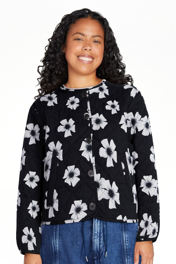Scoop Women's Cotton Floral Print Quilted Jacket, Lightweight, Sizes XS-XXL | Walmart (US)