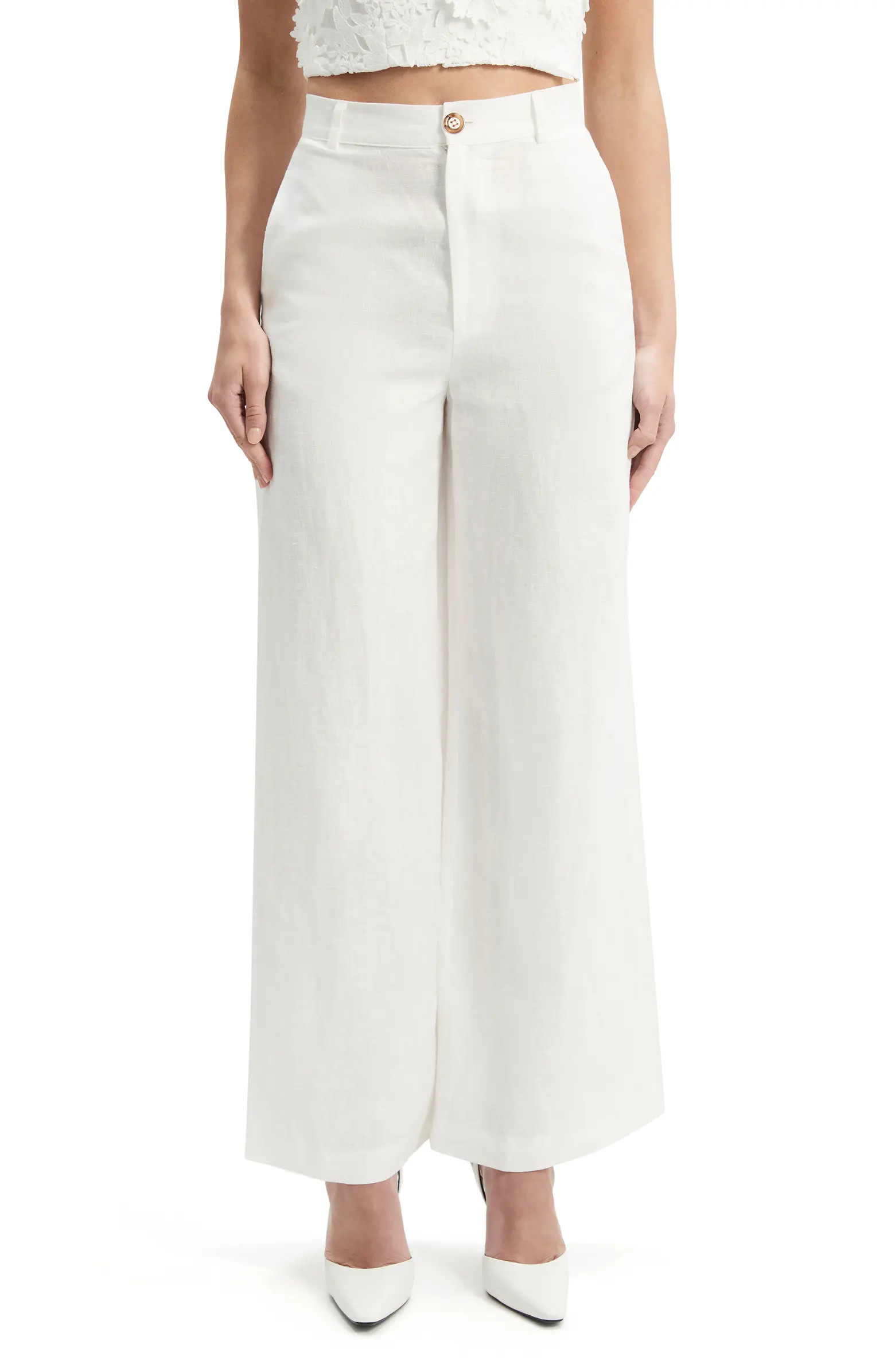 Bardot Enya High Waist Wide Leg Linen Pants | Nordstrom | Nordstrom
