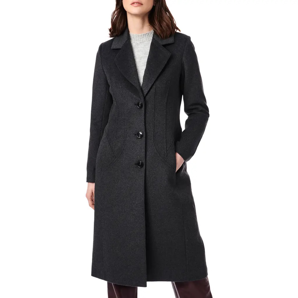 Bernardo Tailored Wool Blend Coat in Charcoal at Nordstrom, Size Large | Nordstrom
