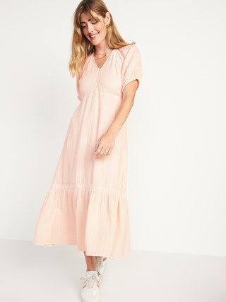 Crinkle-Crepe Maxi Swing Dress for Women | Old Navy (US)