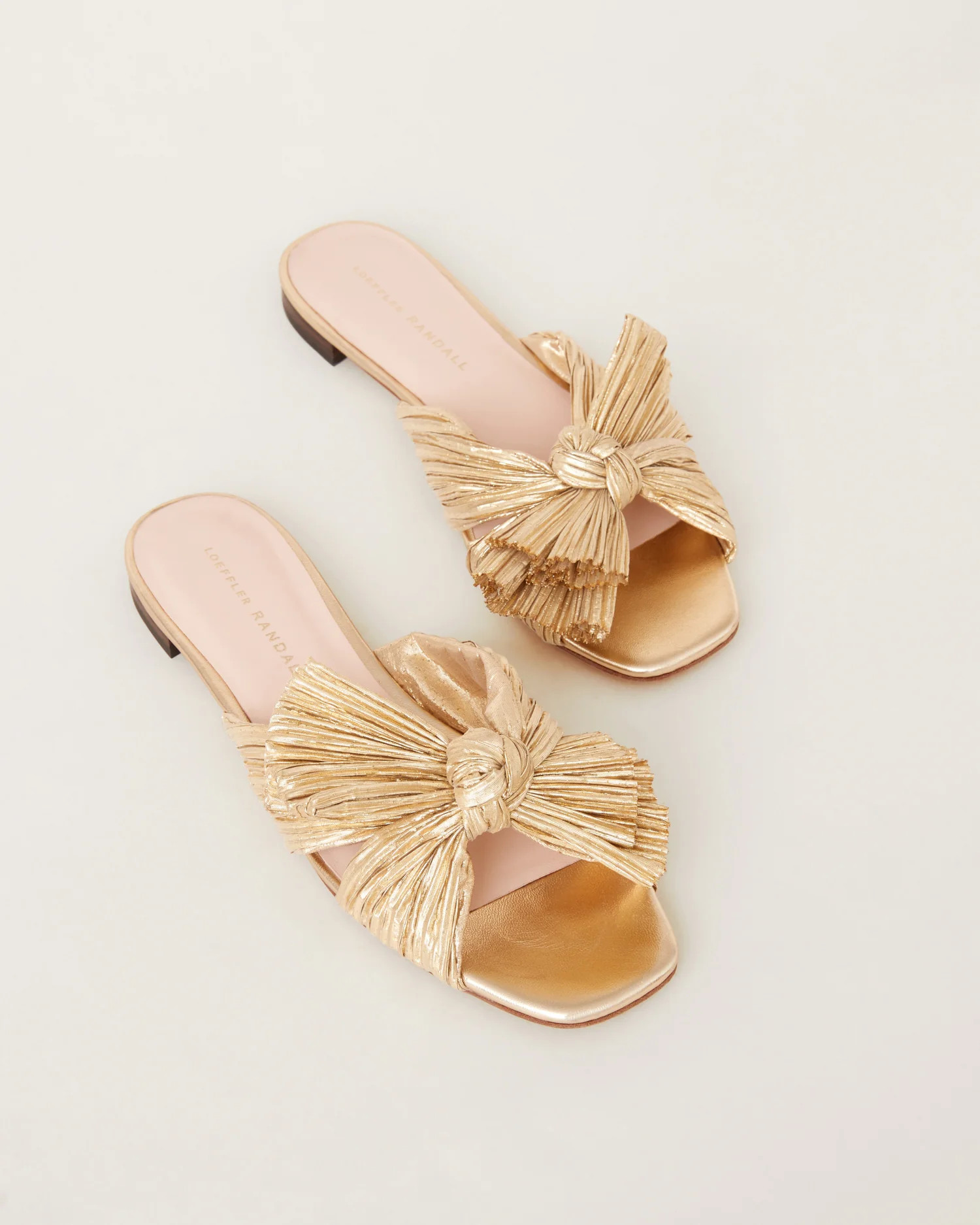 Daphne Platinum Pleated Bow Slide | Loeffler Randall