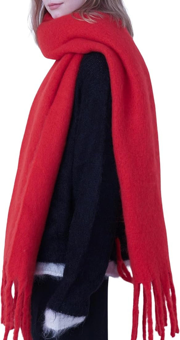 SUNDSGT Big Scarf Coloured Checked Oversized Scarf Tassel Soft Fall Winter Thick Scarf Warm Shawl... | Amazon (US)