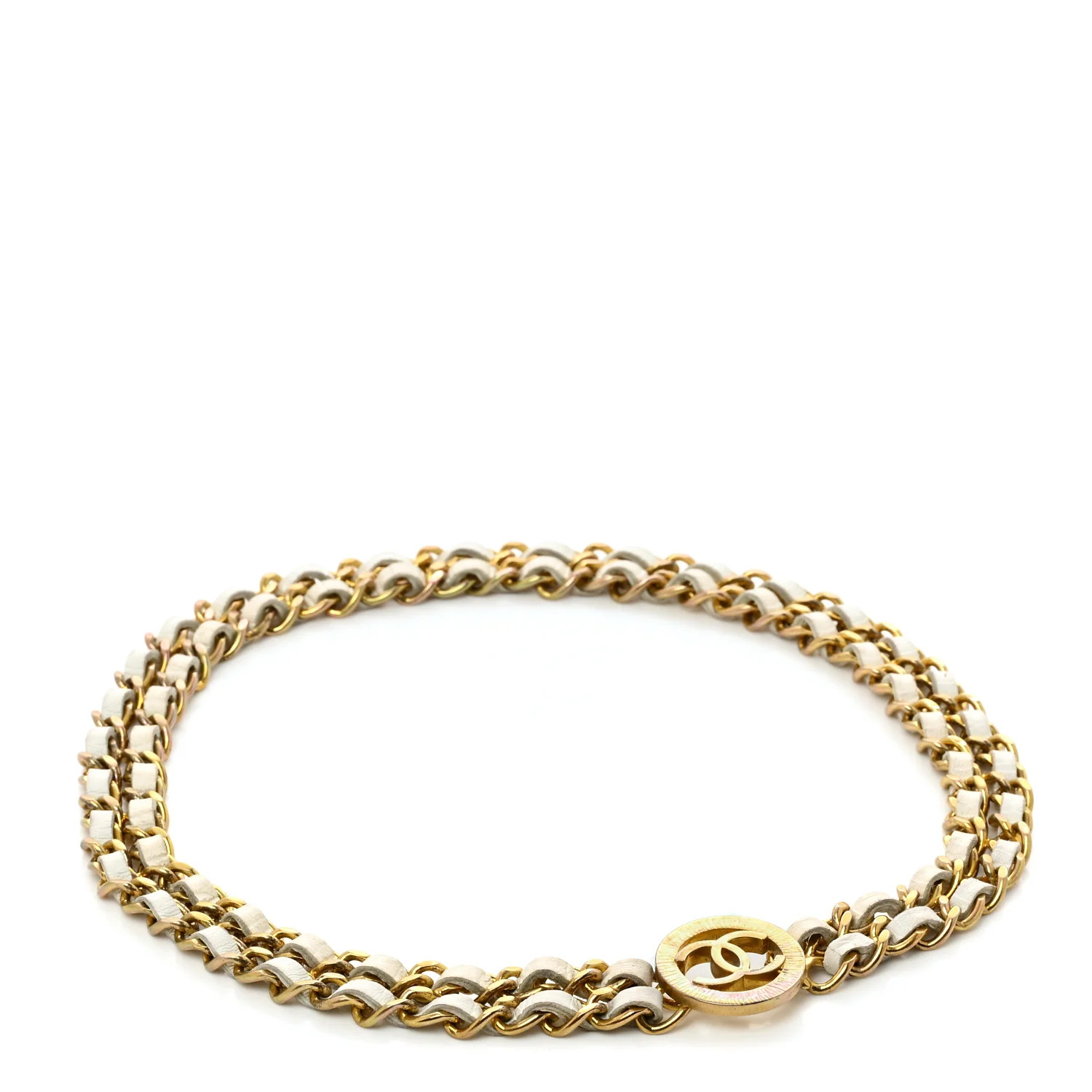 Lambskin CC Medallion Chain Belt White Gold | FASHIONPHILE (US)