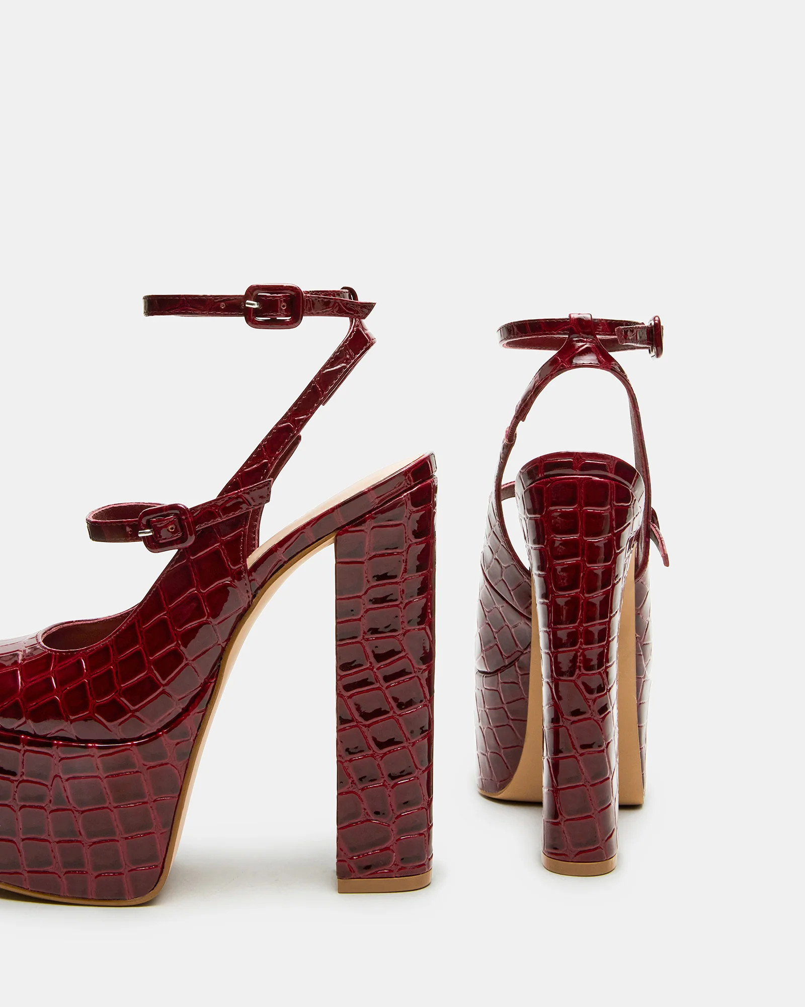 SCOTLYN Red Crocodile Women's Platform Block Heel | Steve Madden (US)