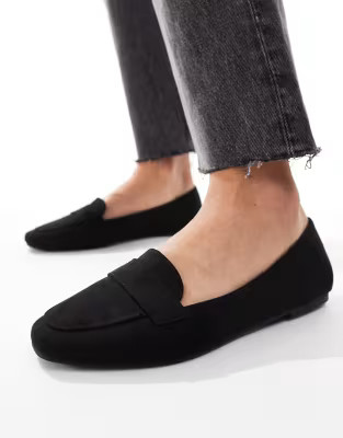 ASOS DESIGN Lilie loafer ballet flats in black | ASOS (Global)