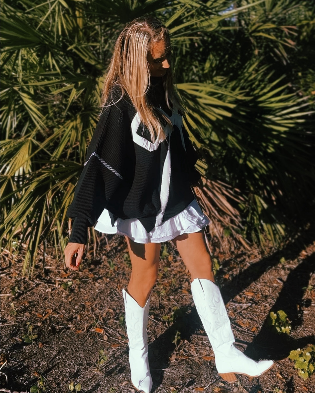 Bows and boots, name a better combo! Love this oversized sweater paired with this ruffled skort and boots!

#LTKFindsUnder100 #LTKFindsUnder50 #LTKFallSale