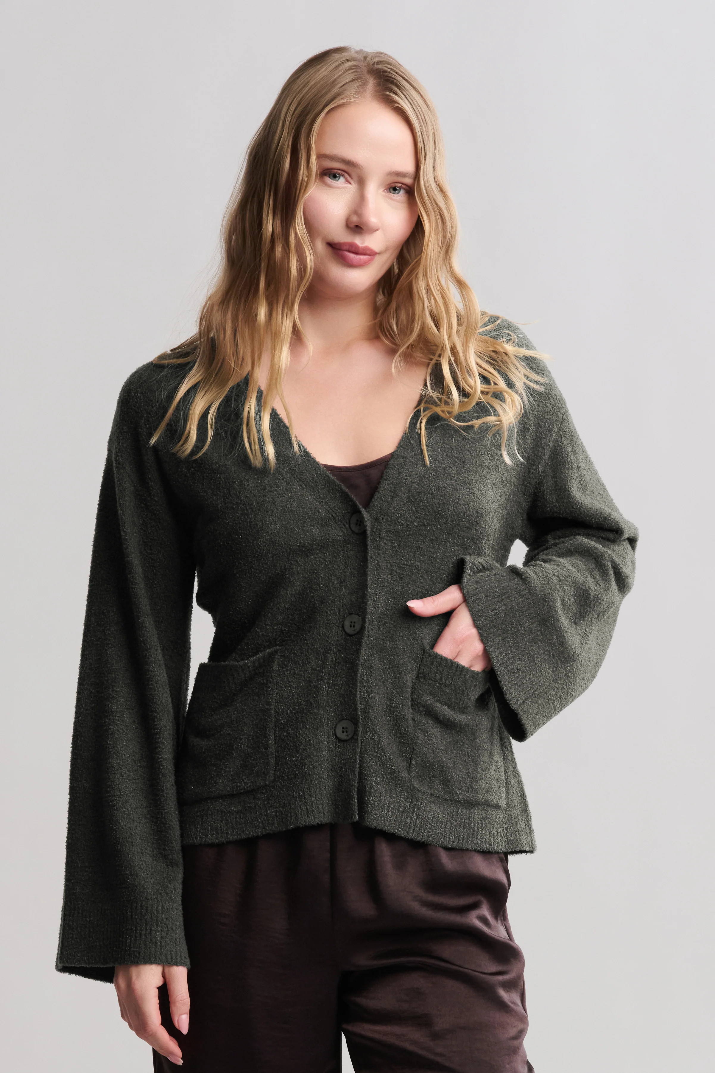 CozyChic Lite® Wide Sleeve Button Front Cardigan | Barefoot Dreams