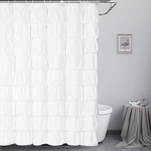 Ameritex Ruffle Shower Curtain Home Decor | Soft Polyester, Decorative Bathroom Accessories Great fo | Amazon (US)