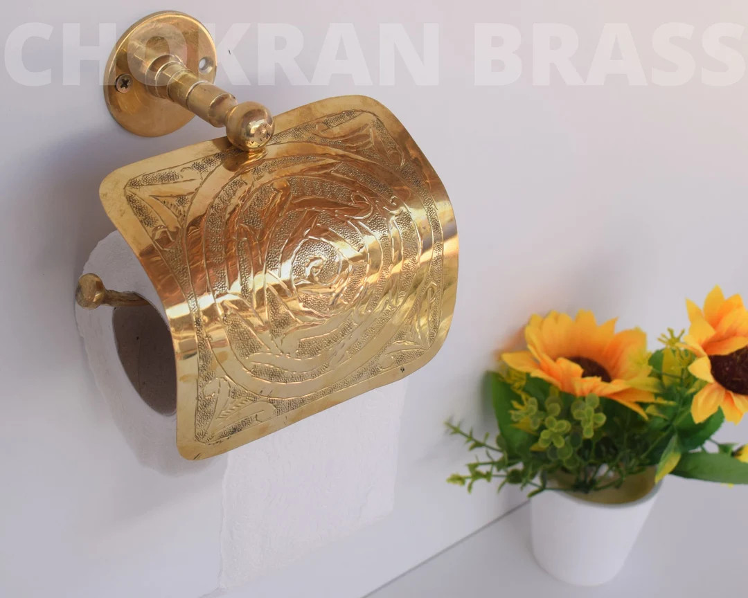 Brass Toilet Paper Holder, Handcrafted Powder Room Roll Holder,moroccan Toilet Paper Holder Brass... | Etsy (US)