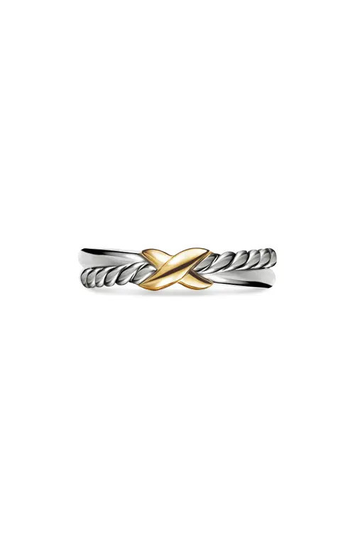 David Yurman Petite X Ring in Sterling Silver with 18K Yellow Gold in Silver/Yellow Gold at Nordstrom, Size 4 | Nordstrom