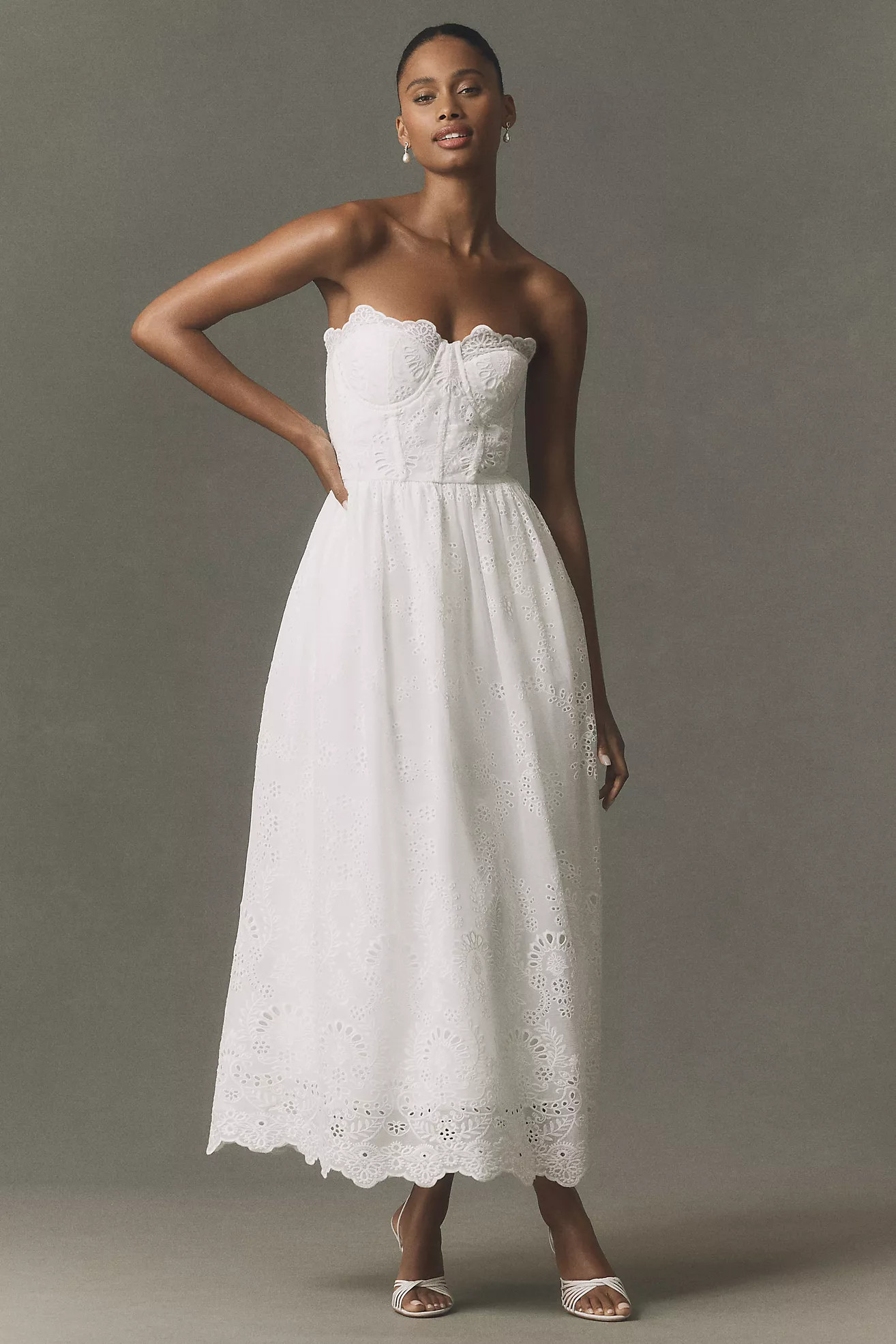 BHLDN Bustier Eyelet Midi Dress | Anthropologie (US)