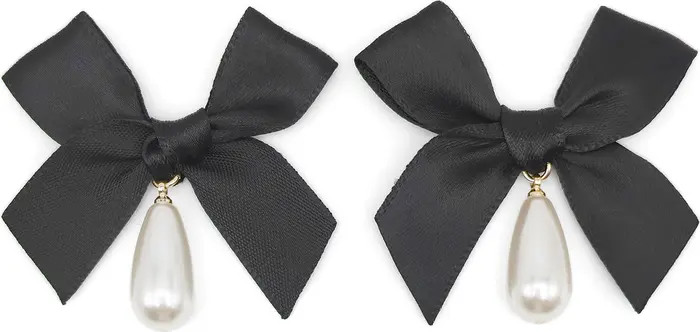 Bow Imitation Pearl Drop Earrings | Nordstrom