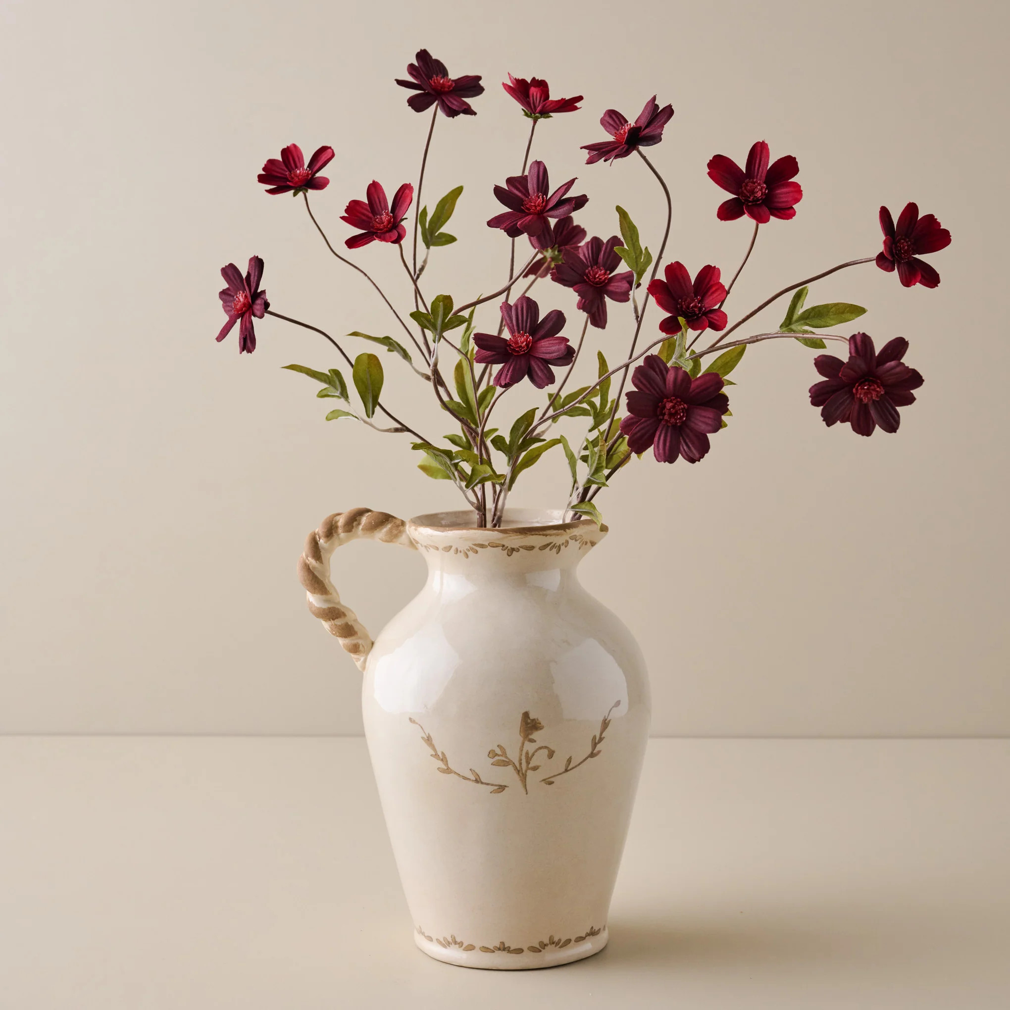 Burgundy Cosmos and Nadine Ceramic Pitcher Vase Pairing | Magnolia