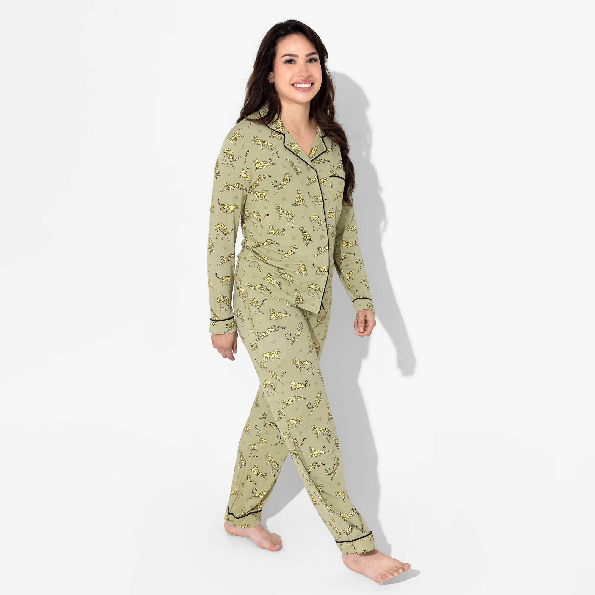 Sage & Spots Leopard Bamboo Women's Pajama Set | Bellabu Bear