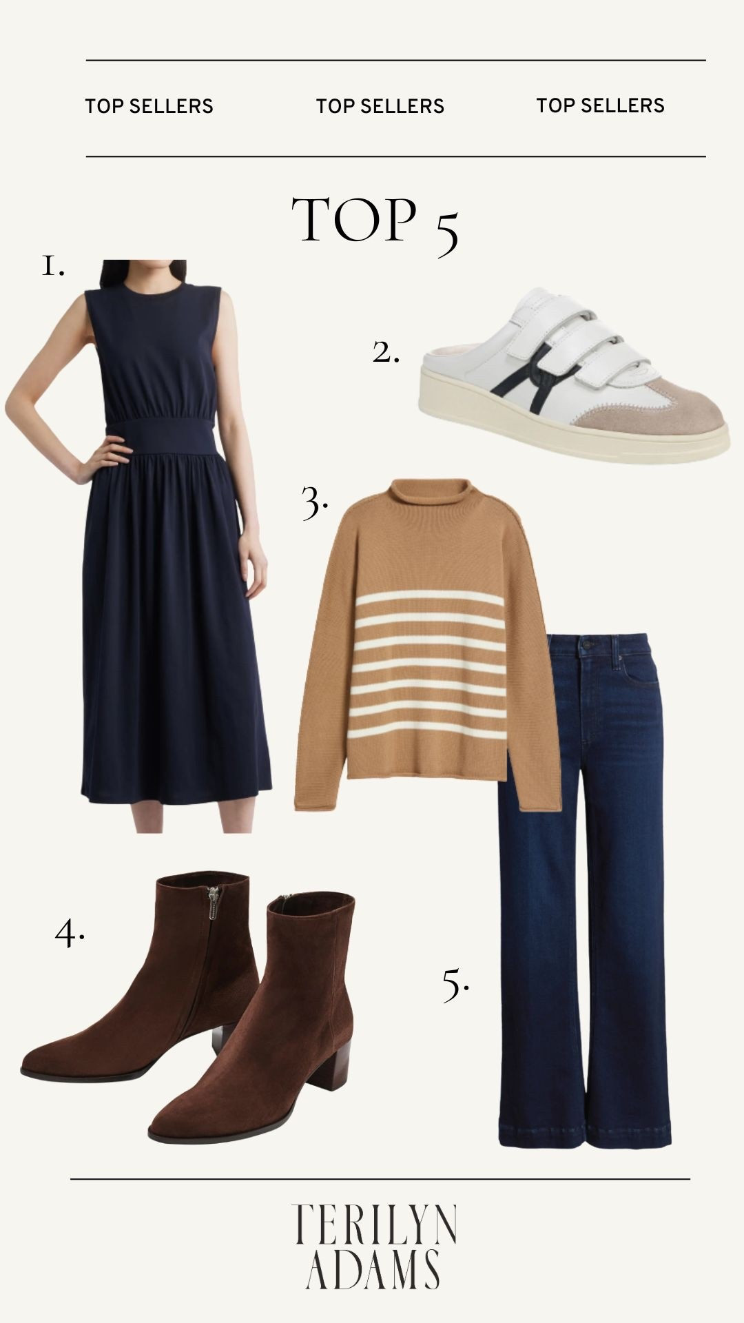 Best seller this week!
1. Frame Cotton Jersey Dress
2. Veronica Beard sneaker mules
3. Frank and Eileen Monterey sweater
4. Margaux Downtown Boots
5. Paige high waist wide leg jeanss

#LTKShoeCrush #LTKStyleTip #LTKSaleAlert