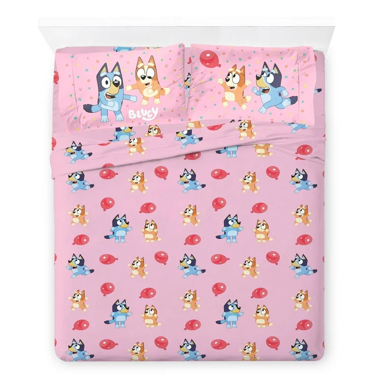Bluey Kids 4-Piece Full Sheet Set, Microfiber, Blue, BBC Studios | Walmart (US)
