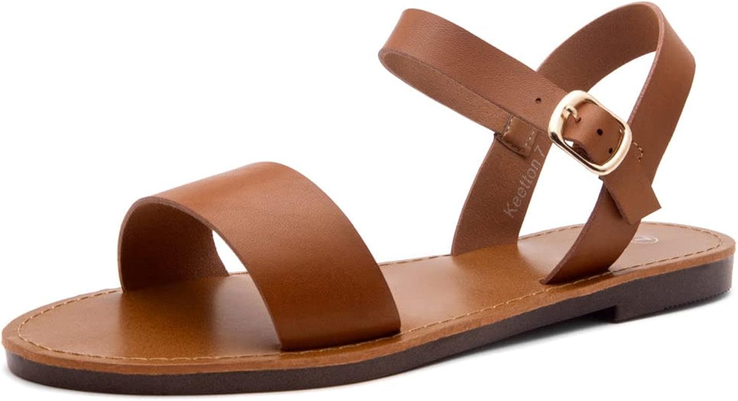 Herstyle Keetton Women's Open Toes One Band Ankle Strap Flat Sandals | Amazon (US)