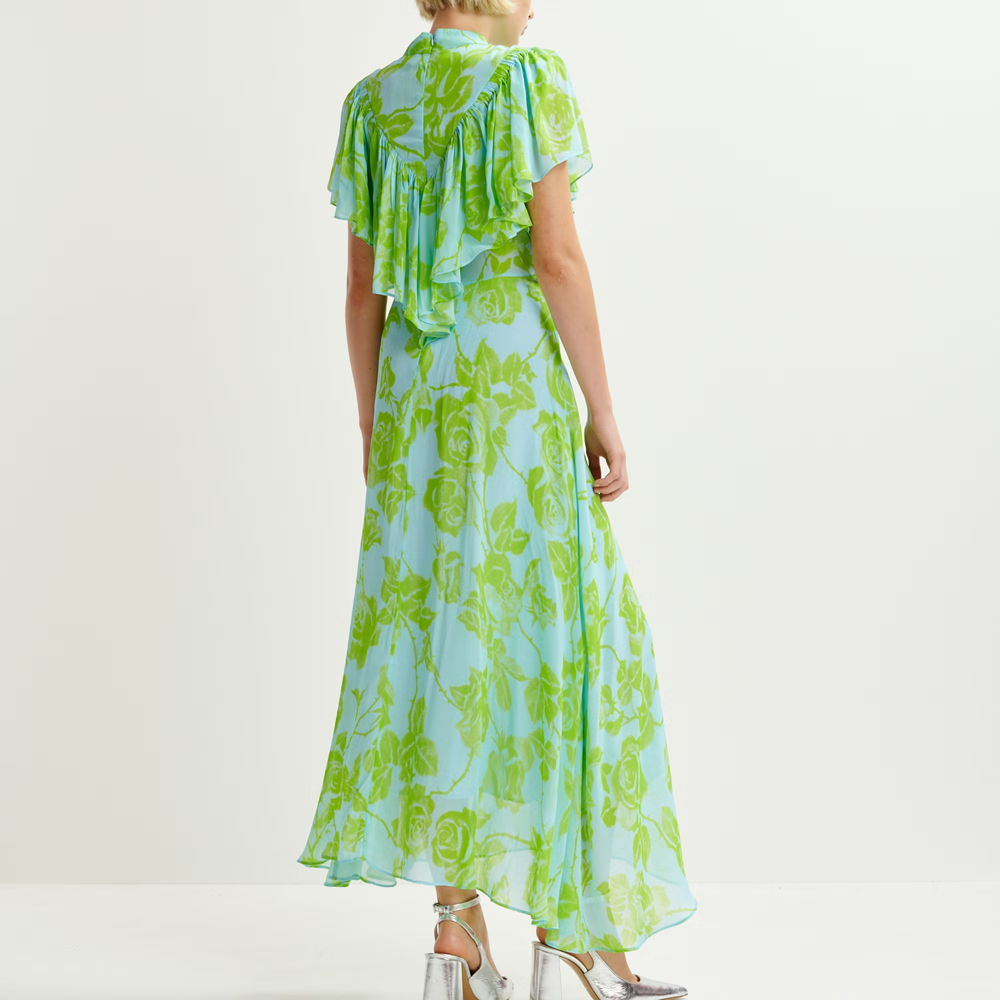 Essentiel Antwerp Honolulu Ruffle Chiffon Midi Dress - EU 38/UK 10 | Coggles | Coggles (Global)