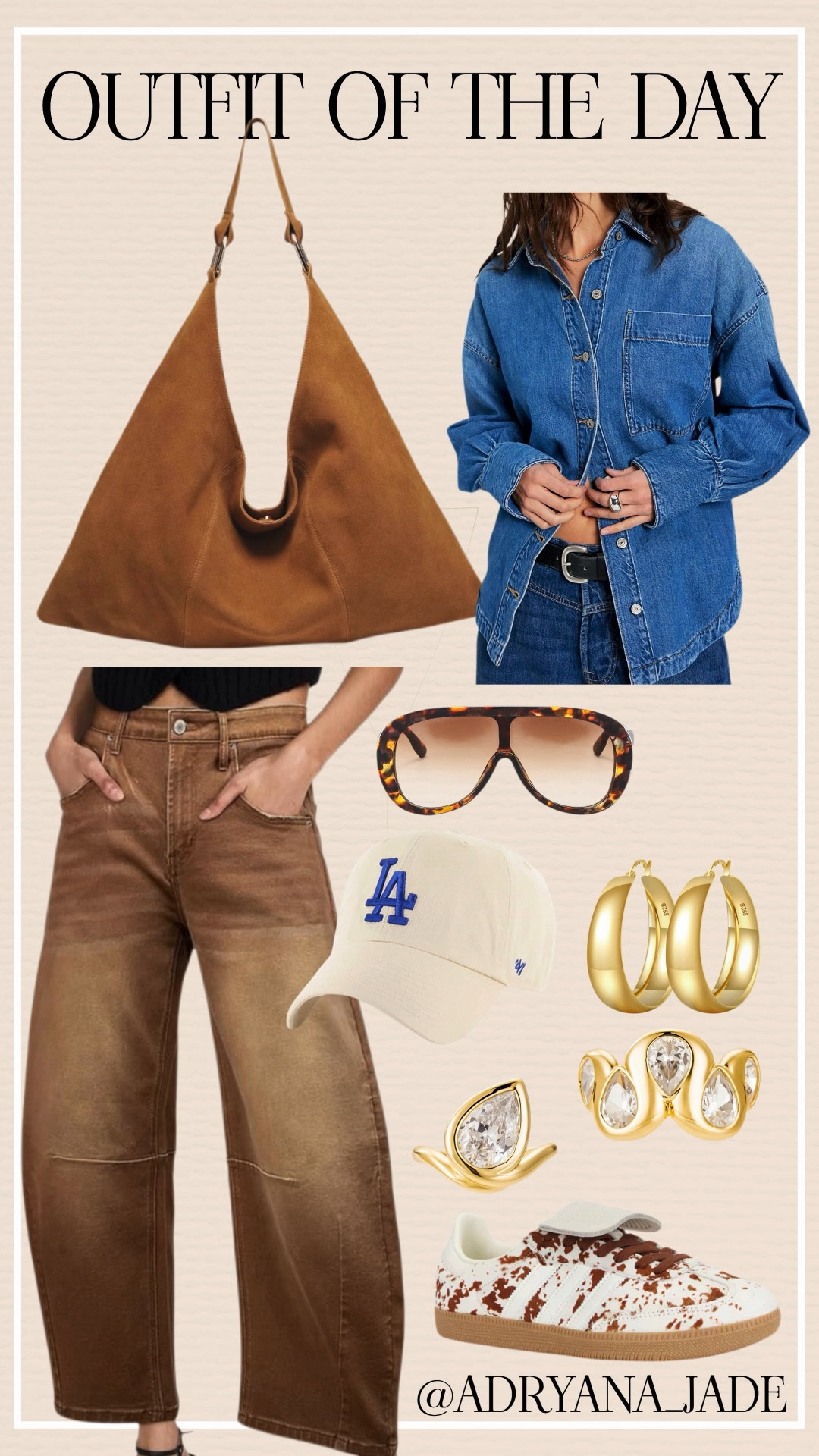 Ready to conquer this Friday 💥

Oversized denim shirt, brown barrel jeans, LA Dodgers cap (because we’re the CHAMPS 💙), cow print Sambas…and the real star of the look - this stunning oversized suede tote from @modaluxe_official.

This bag gives major designer energy without the designer price tag. Structured, elevated, all suede, and roomy enough for real life. So. Good.

Proof you can look polished and still keep it cool.

Linked in LTK if you want the details. ✨

#modaluxe #Modaluxebags #modaluxemuse #styleover50 #over50fashion

#LTKOver40 #LTKgrwm #LTKootd