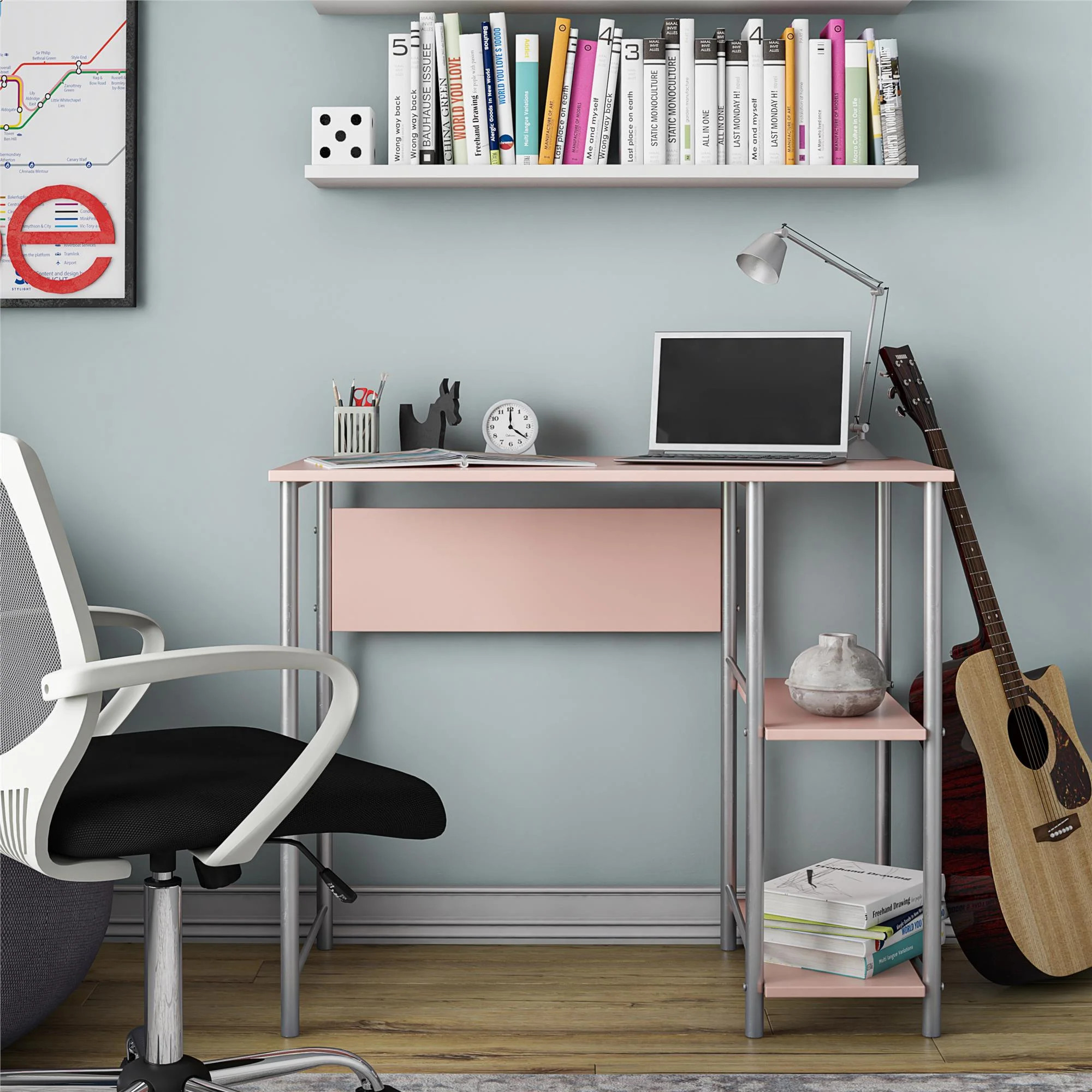 Mainstays Basic Metal Student Computer Desk, Light Pink - Walmart.com | Walmart (US)