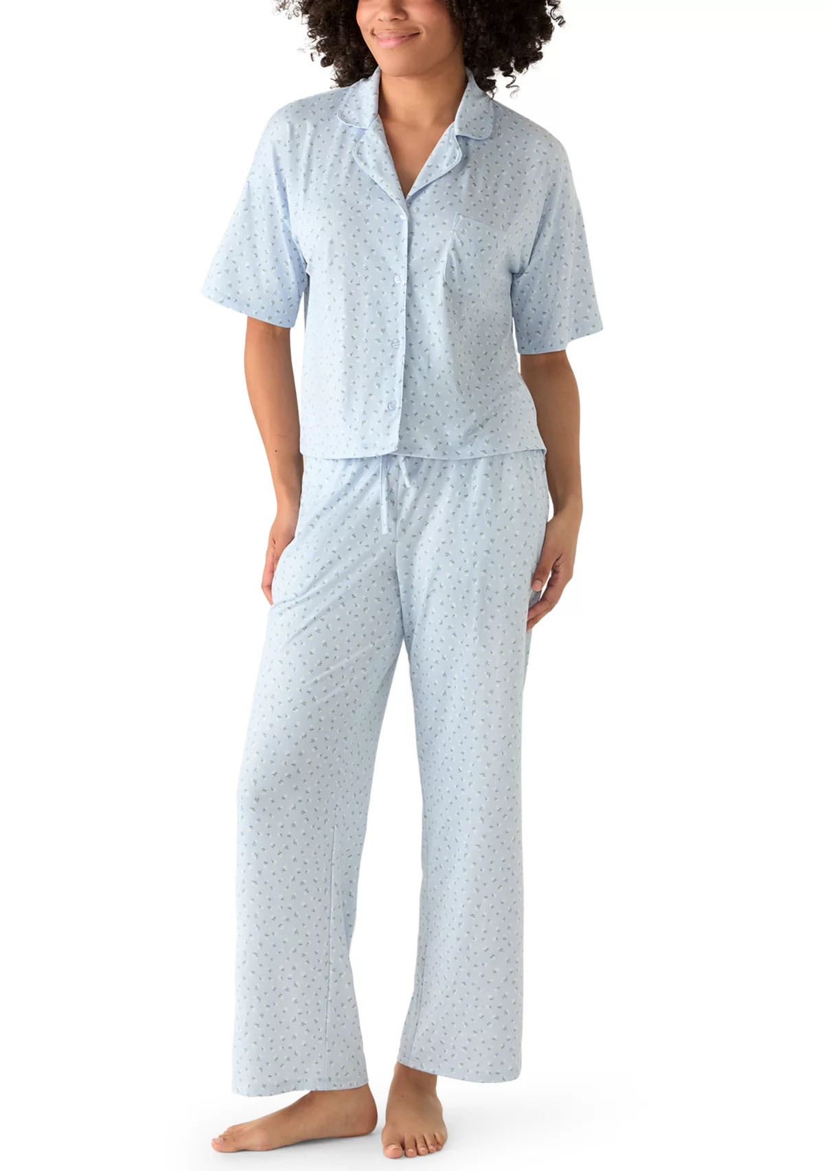 Sincerely Jules Women's Short Sleeve Notch Pajama Set | Belk
