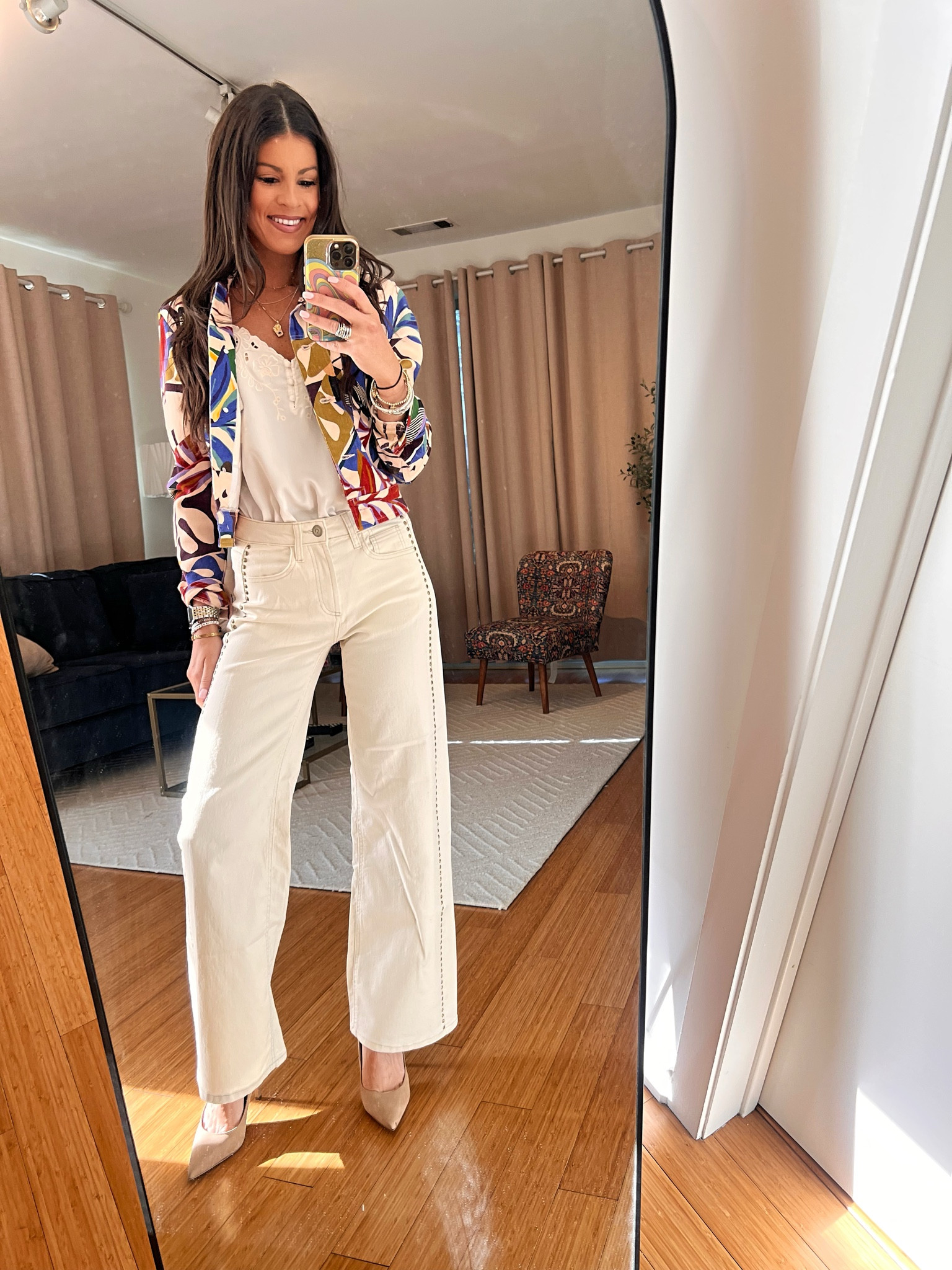 Spring cream w/ a pop of color 🌞 🌻 || Obsessing over this denim & the fit is perfect. True to size but with the stretch could probably also size down need be! •• Jacket is last years Avec Les Filles & sold out but linking similar options!

#LTKSeasonal #LTKFindsUnder50 #LTKStyleTip