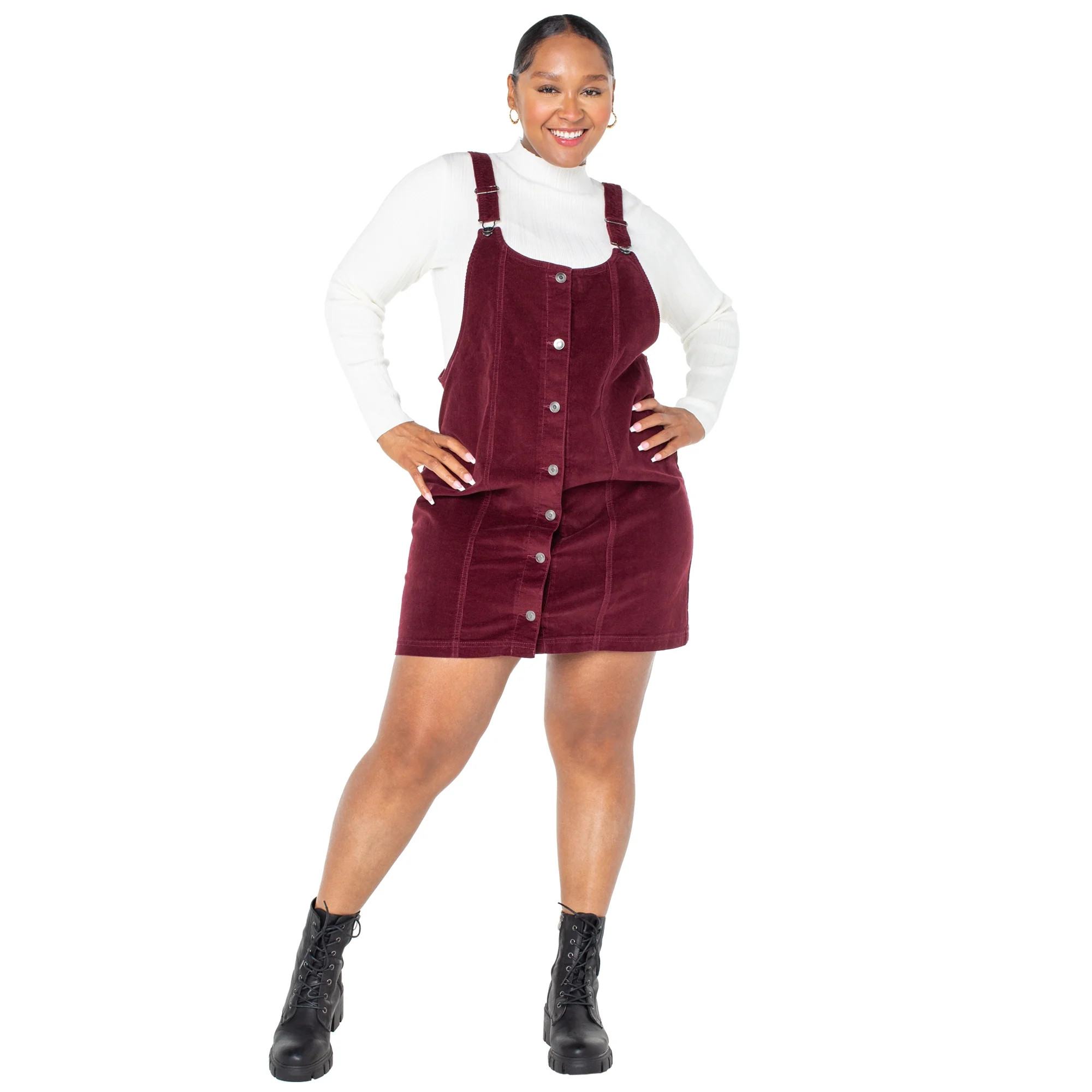 Celebrity Pink Women's and Women's Plus Pinafore Dress, Sizes XS-3X | Walmart (US)