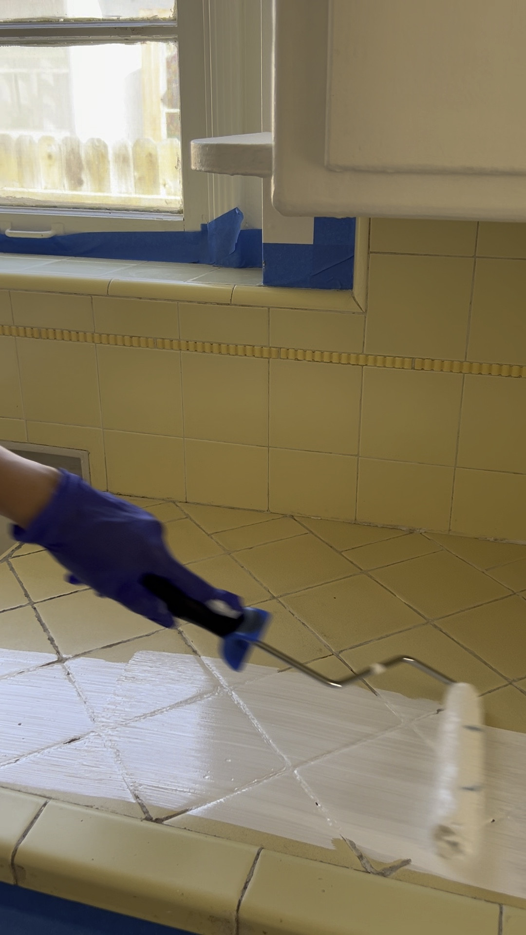 DIY Kitchen counter tops! 
Step 1: degrease 
Step 2: Sand 
Step 3: Bonding primer 
Step 4: Your choice of paint (the color you want) 
Step: Water based polyurethane sealer. I did 3 coast of “glossy” to make it easy to wipe down. 

#LTKHome