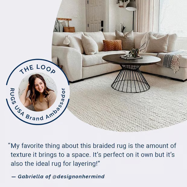 Off White Veronica Wool Braided 2' x 3' Area Rug | Rugs USA