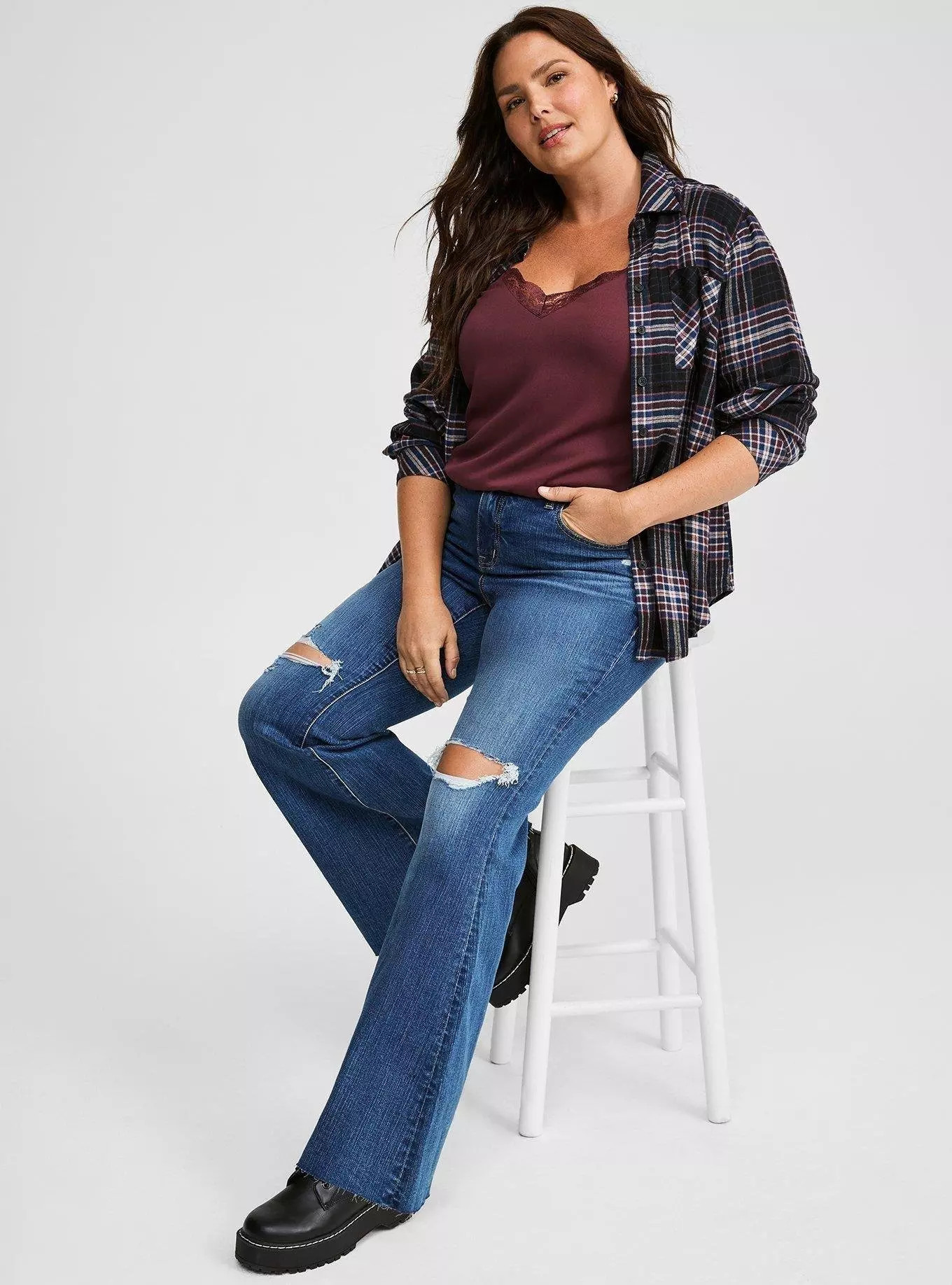 Lizzie Softest Flannel Button-Down Long Sleeve Shirt | Torrid (US & Canada)