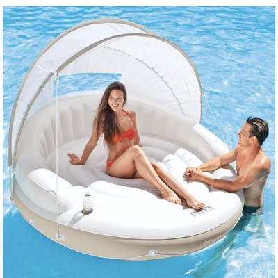 Intex 78 X 59 Inflatable Canopy Island Lounge Raft Inch White Shade Water Pool | eBay US