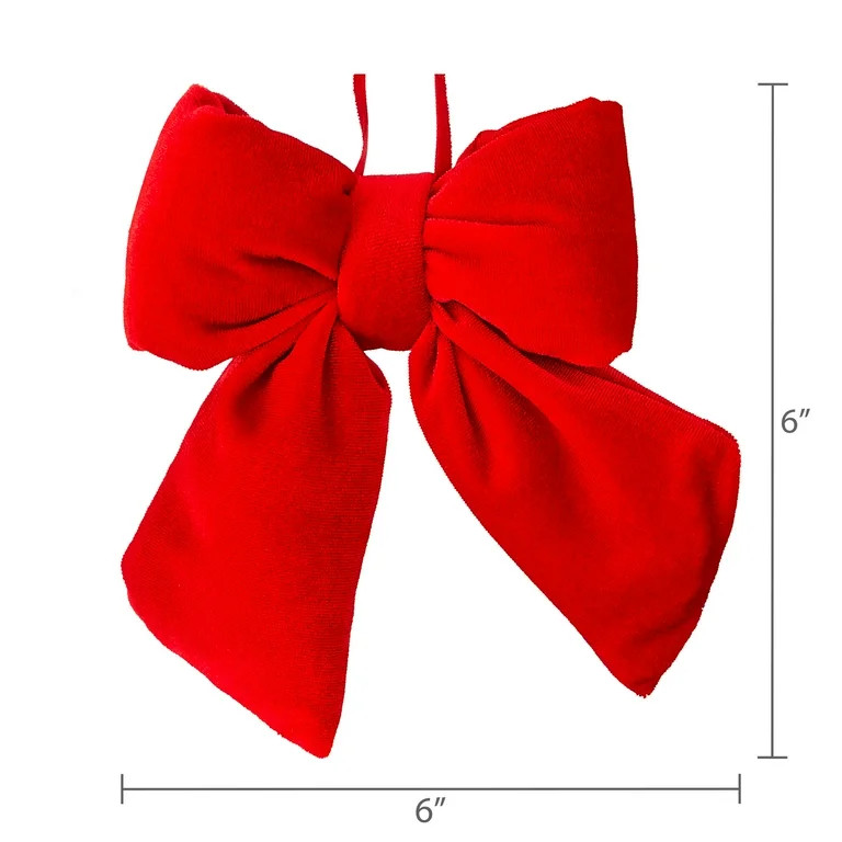 Red Velvet Puffy Bow Christmas Ornament, 5.75", by Holiday Time | Walmart (US)