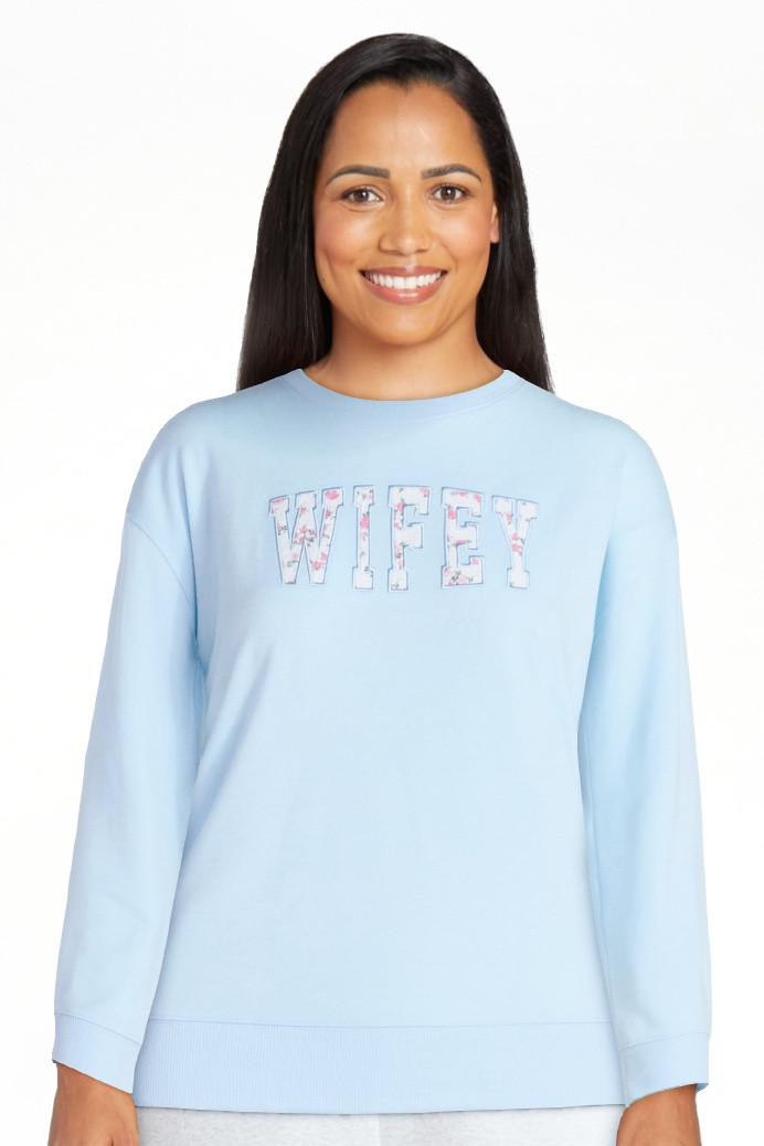 Joyspun Women's French Terry Knit Long Sleeve Sleep Top, Sizes XS-3X | Walmart (US)