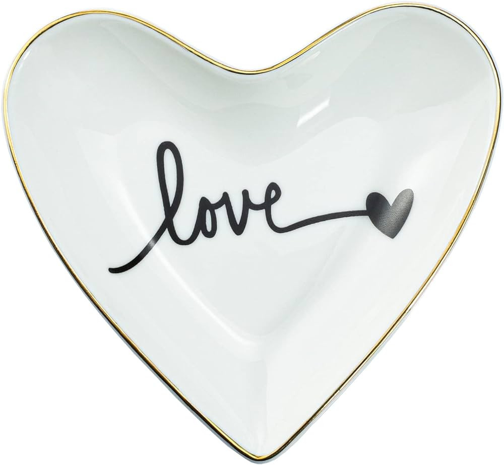 CHOOLD Original Ceramic Heart Shape Ring Dish Holder Jewelry Tray Dish Trinket Holder Jewelry Hol... | Amazon (US)