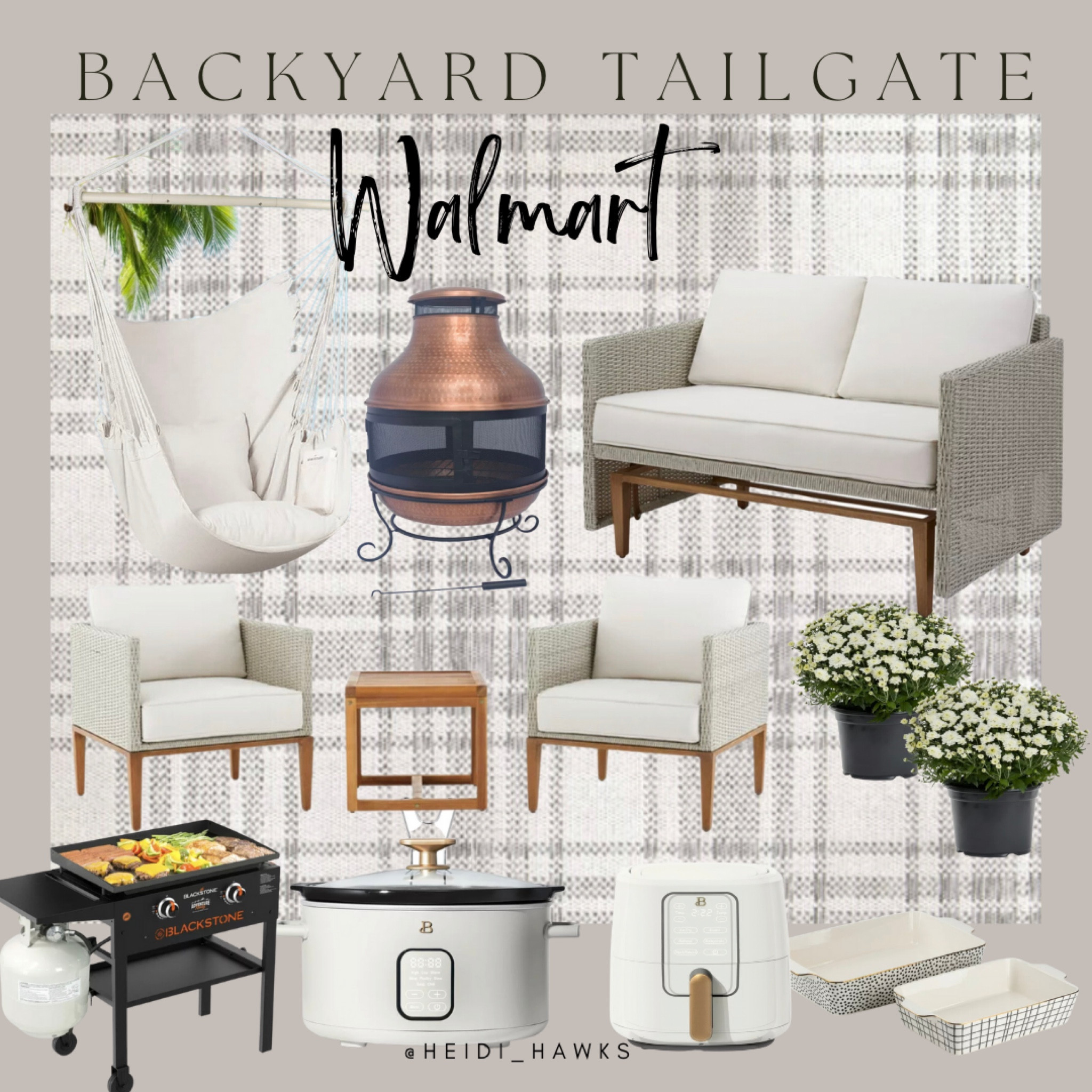 Home backyard tailgate essentials that are beautiful & budget friendly. The gliding outdoor patio love seat and seating area are on a deal! The Blackstone grill is one we use & love for everything! I have this faux cement planter and love it! Pop some mums in and it’s a look. The Drew Barrymore collection of appliances at Walmart are so pretty! The chili needs a pretty crockpot 😜

Outdoor rug
Barrymore appliances
Blackstone grill
Patio set
Better Homes & Garden
Hanging chair
Outdoor fireplace


#LTKSale #LTKhome #LTKFind