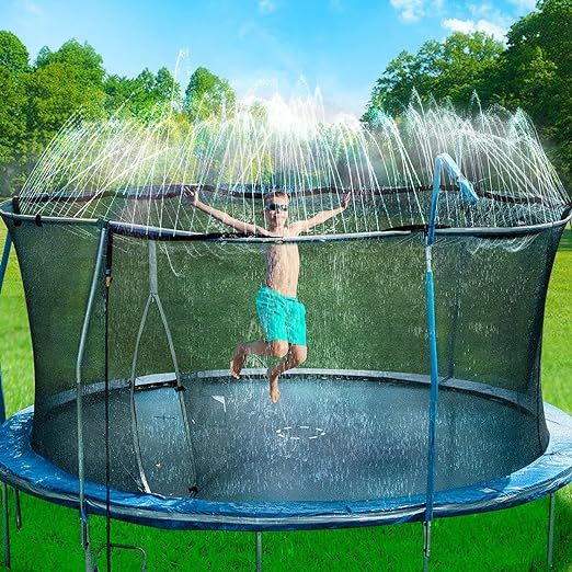 Bobor Trampoline Sprinkler for Kids, Outdoor Trampoline Backyard Water Park Sprinkler Fun Summer ... | Amazon (US)