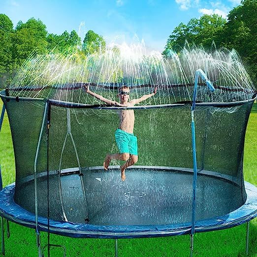 Bobor Trampoline Sprinkler for Kids, Outdoor Trampoline Backyard Water Park Sprinkler Fun Summer ... | Amazon (US)